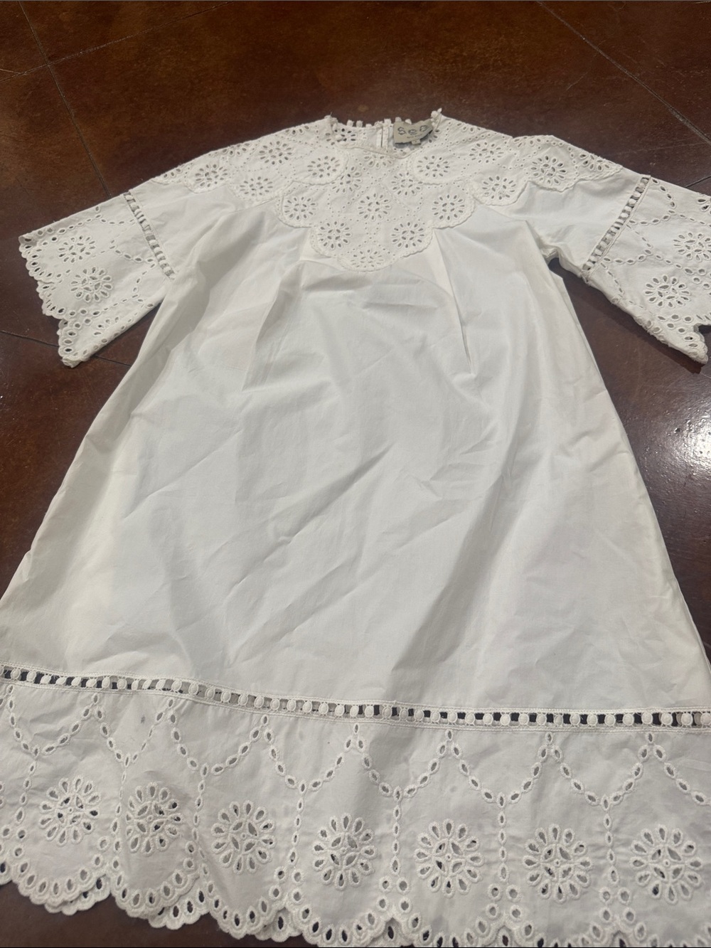 Sea New York White Eyelet Cotton Midi Dress